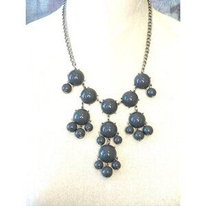 Statement Gray Bauble Necklace With Silver Chain & Lobster Clasp